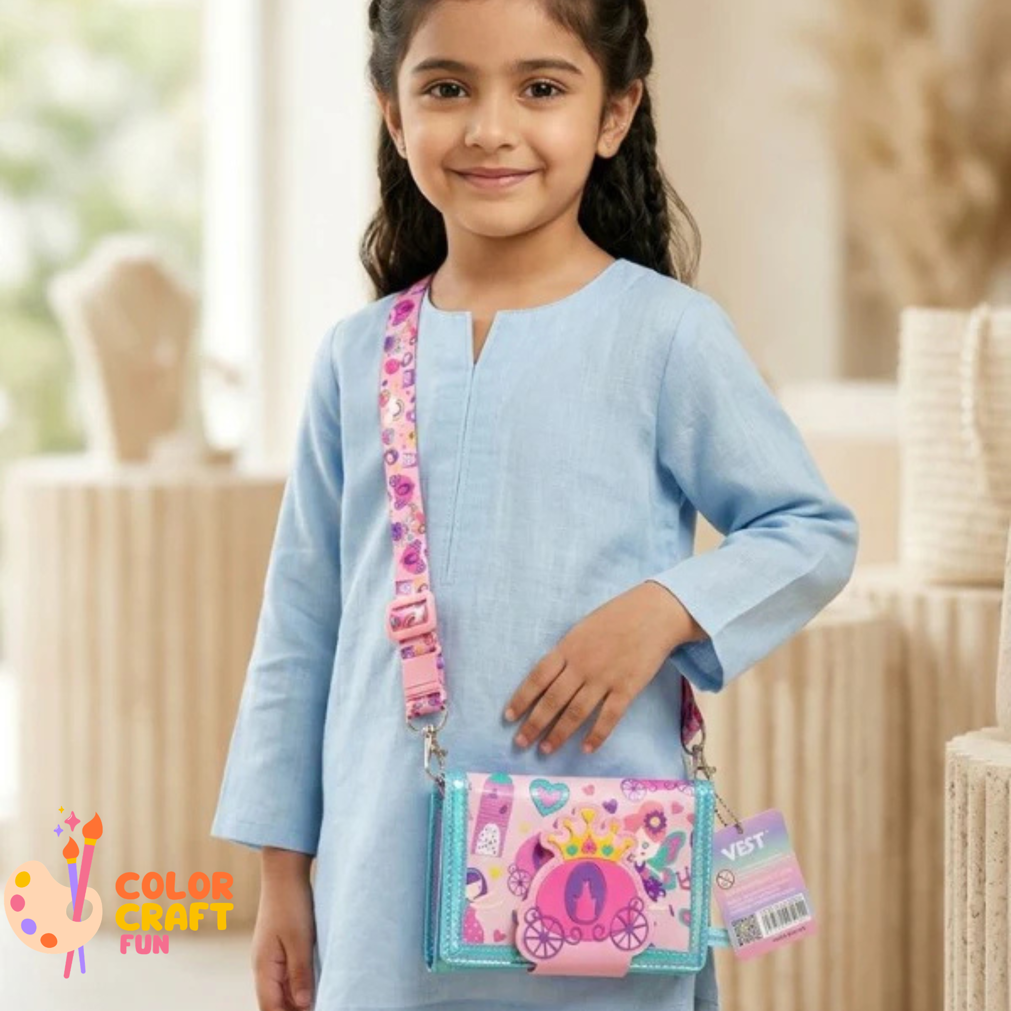 Vest Fairytale Princess Kids Wallet with Detachable Neck Strap – Premium Children’s Wallet