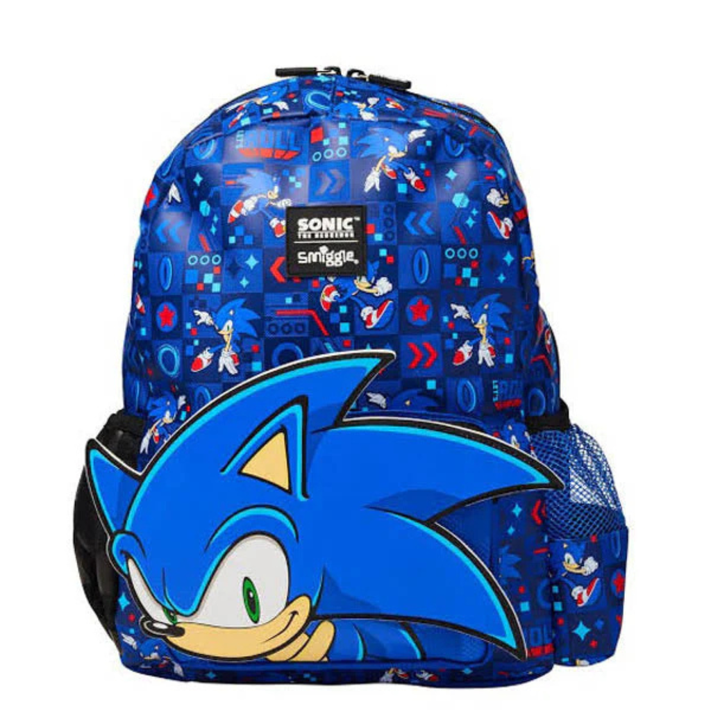 Smiggle Sonic Backpack with Hood - Kids School & Travel Bag (100%orignal) 14 inch