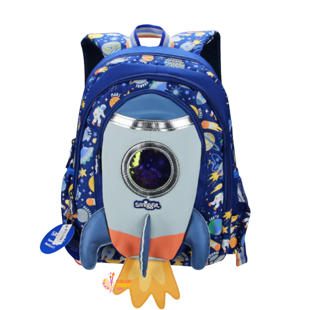 Smiggle Astronaut Space World Kids Backpack – Durable & Washable School Bag for KG 1 & KG 2 – Travel & School Use (100%orignal) 14 inch