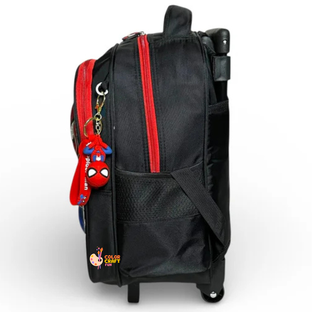 14 Inch 3D Spiderman Trolley Bag For Grade kg Till 1 Boys ( With Keychain )