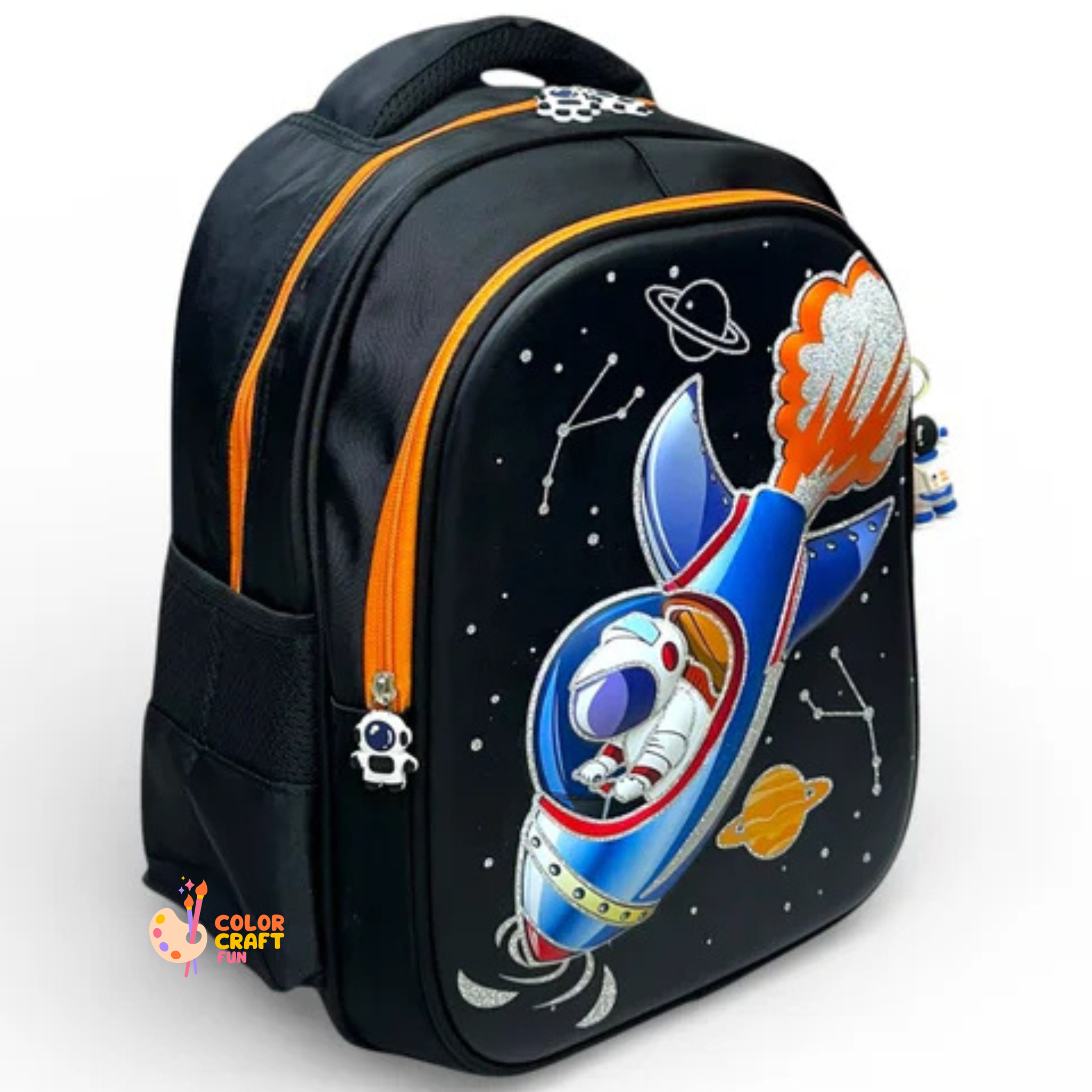 14 Inch 3D Space Astronaut School Bag For Nursery Till KG Boys ( With Keychain )