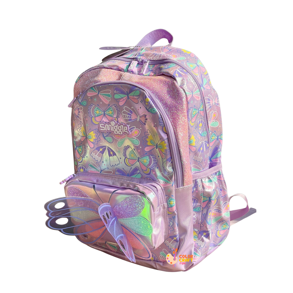 Smiggle Brand Butterfly Themed School Bag | Grade 2 & 3 | Purple (100%orignal)