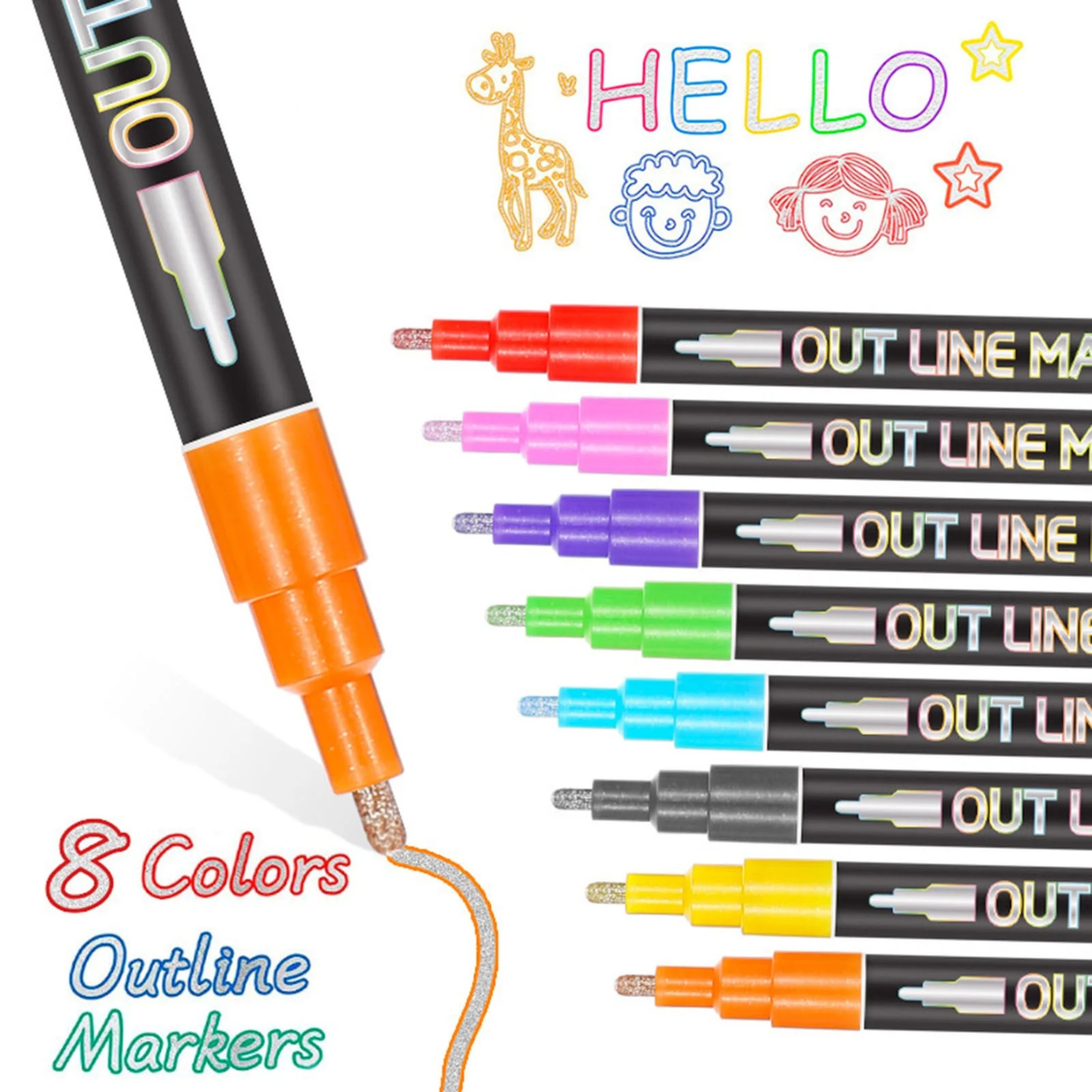 Dream Double Line Outline Marker - 8 Colour