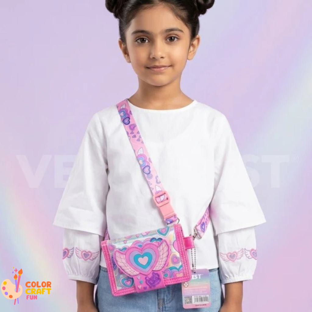 Vest Brand Heart Design Kids Wallet with Detachable Neck Strap – Premium Children’s Wallet