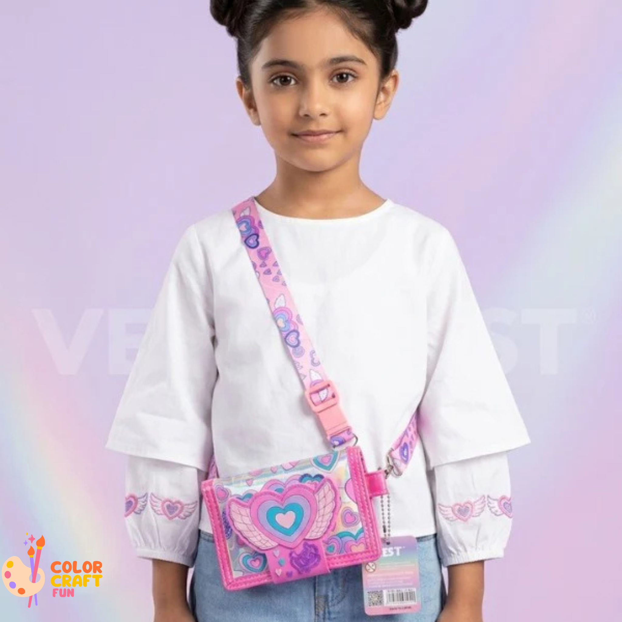 Vest Brand Heart Design Kids Wallet with Detachable Neck Strap – Premium Children’s Wallet