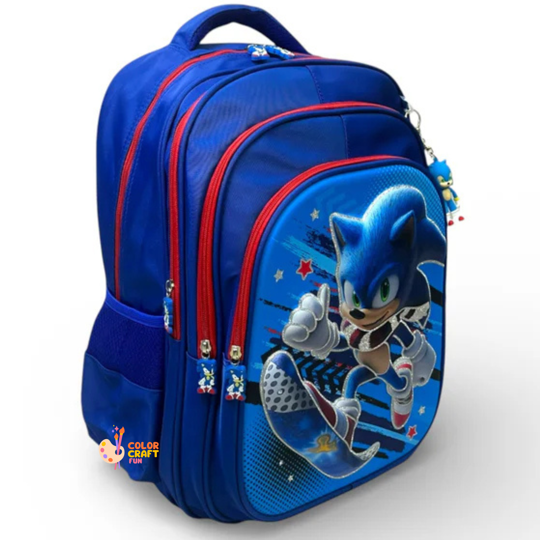 18 Inch 3D Sonic School Bag For Grade 4 Till 8 Boys ( With Keychain )
