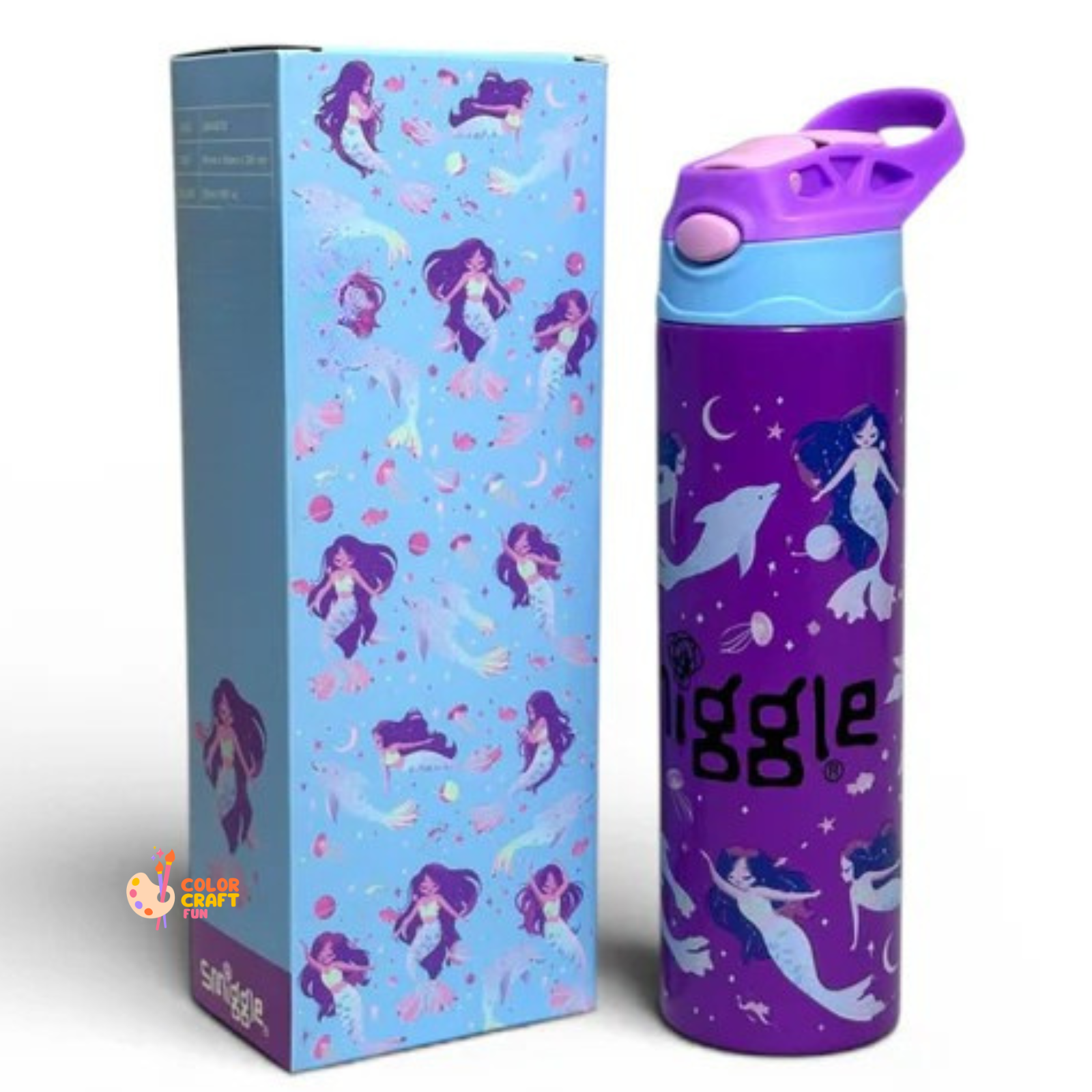 Smiggle Mermaid Stainless Metal (Thermic) Sipper Water Bottle 520ML