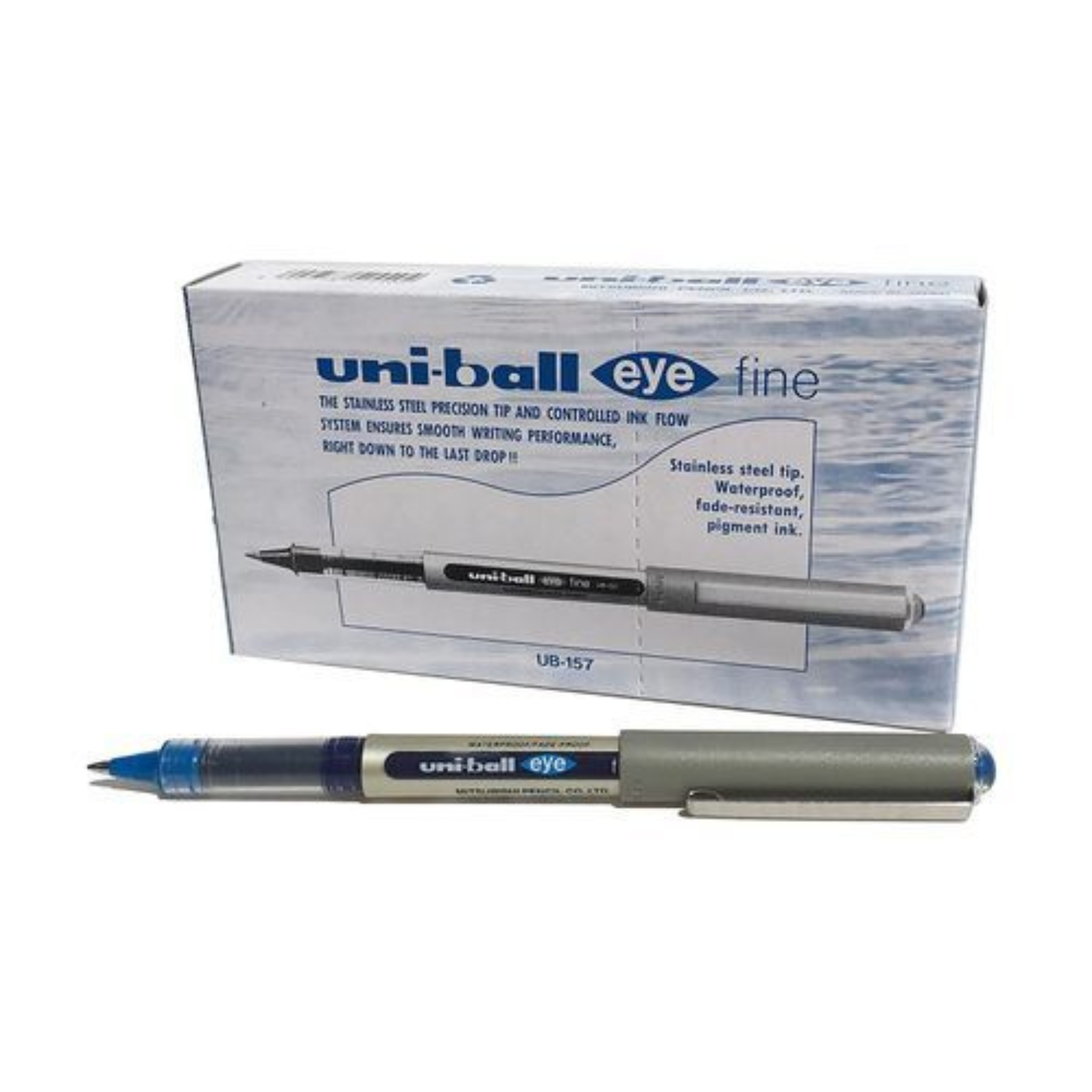 Uni-ball Eye Fine Roller Ball Pen - UB-157 - Blue 12pcs box