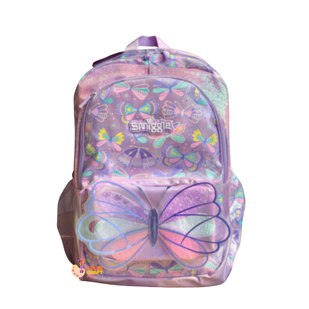 Smiggle Brand Butterfly Themed School Bag | Grade 2 & 3 | Purple (100%orignal)