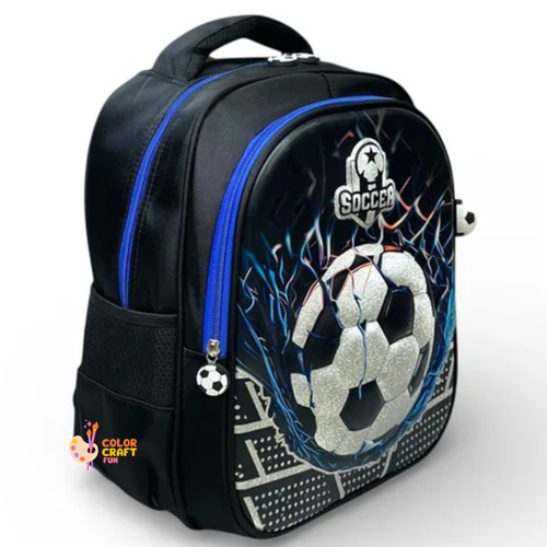 14 Inch 3D Football School Bag For Nursery Till KG Boys ( With Keychain )