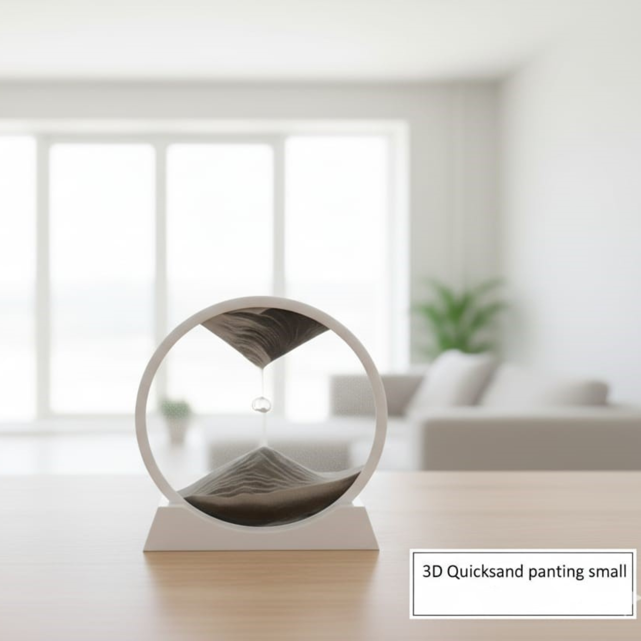 Moving Sand Art Picture Round Glass 3D - Sand Art Painting Glass Sandscape in Motion - Hourglass Moving Sand Frame Display - Gift Home Decor - Relax Crafts gift -small size