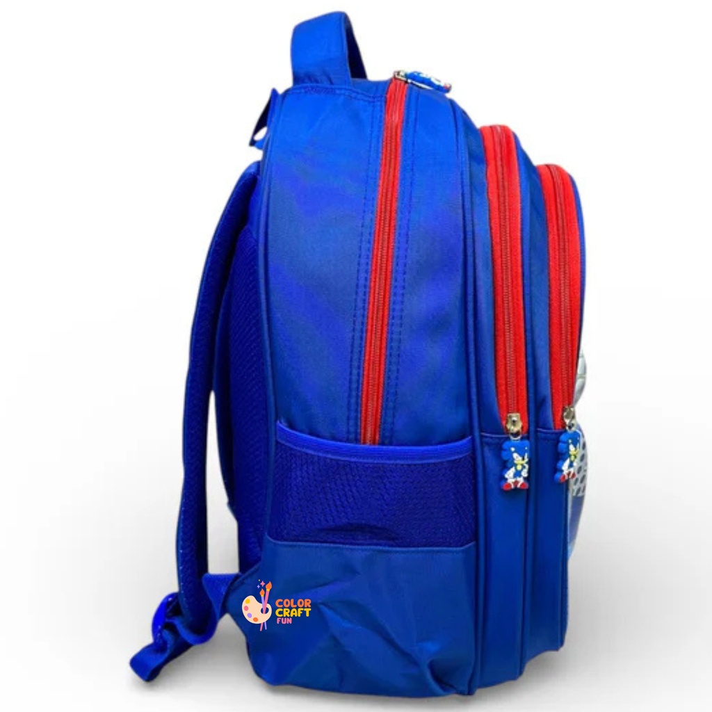 16 Inch 3D Sonic School Bag For Grade 1 Till 3 Boys ( With Keychain )