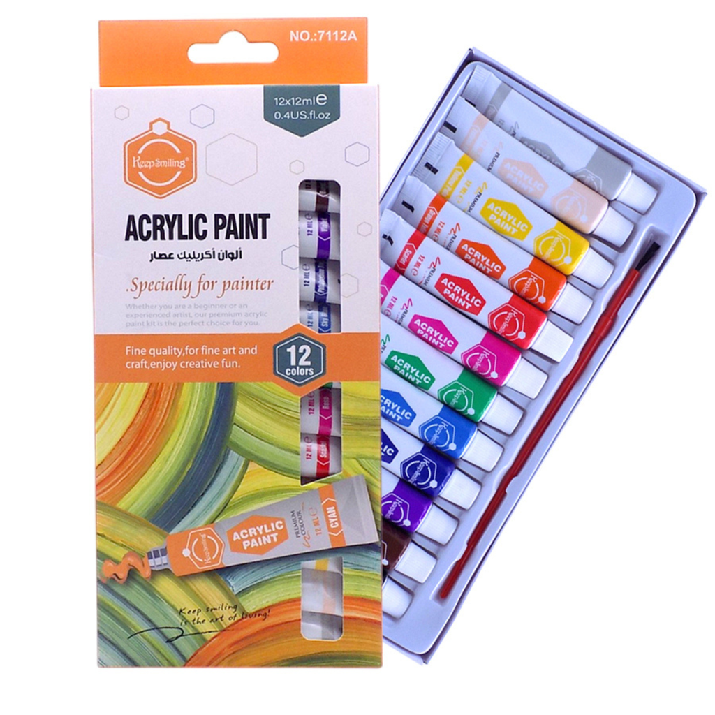Keeps Smiling Acrylic Colour Paints - Pack of 12 (12ml)