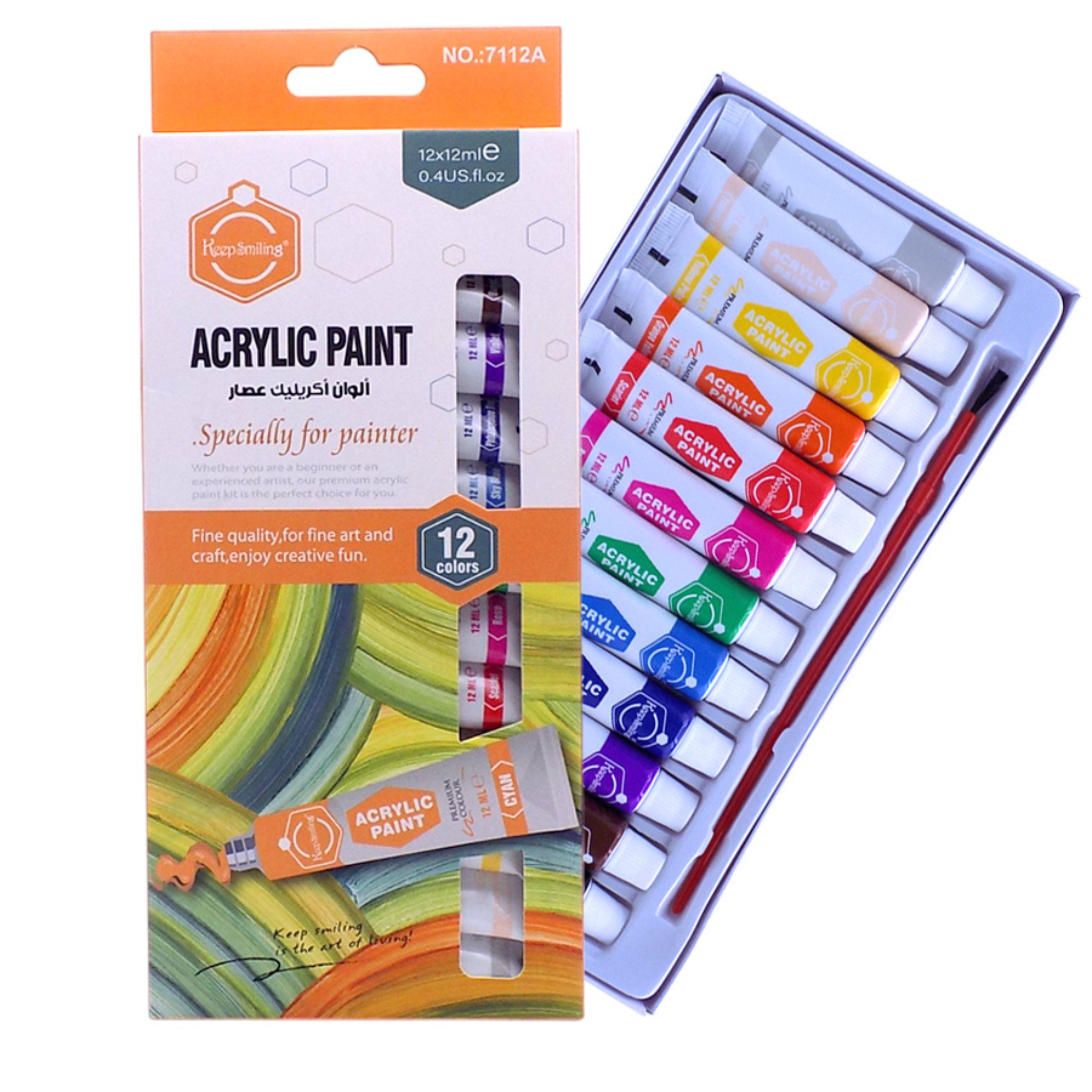 Keeps Smiling Acrylic Colour Paints - Pack of 12 (12ml)
