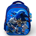 14 Inch 3D Sonic School Bag For Nursery Till KG Boys ( With Keychain )