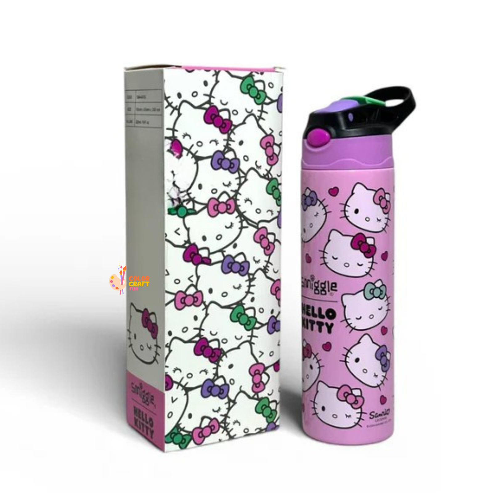 Smiggle Hello Kitty Stainless Metal (Thermic) Sipper Water Bottle 520ML