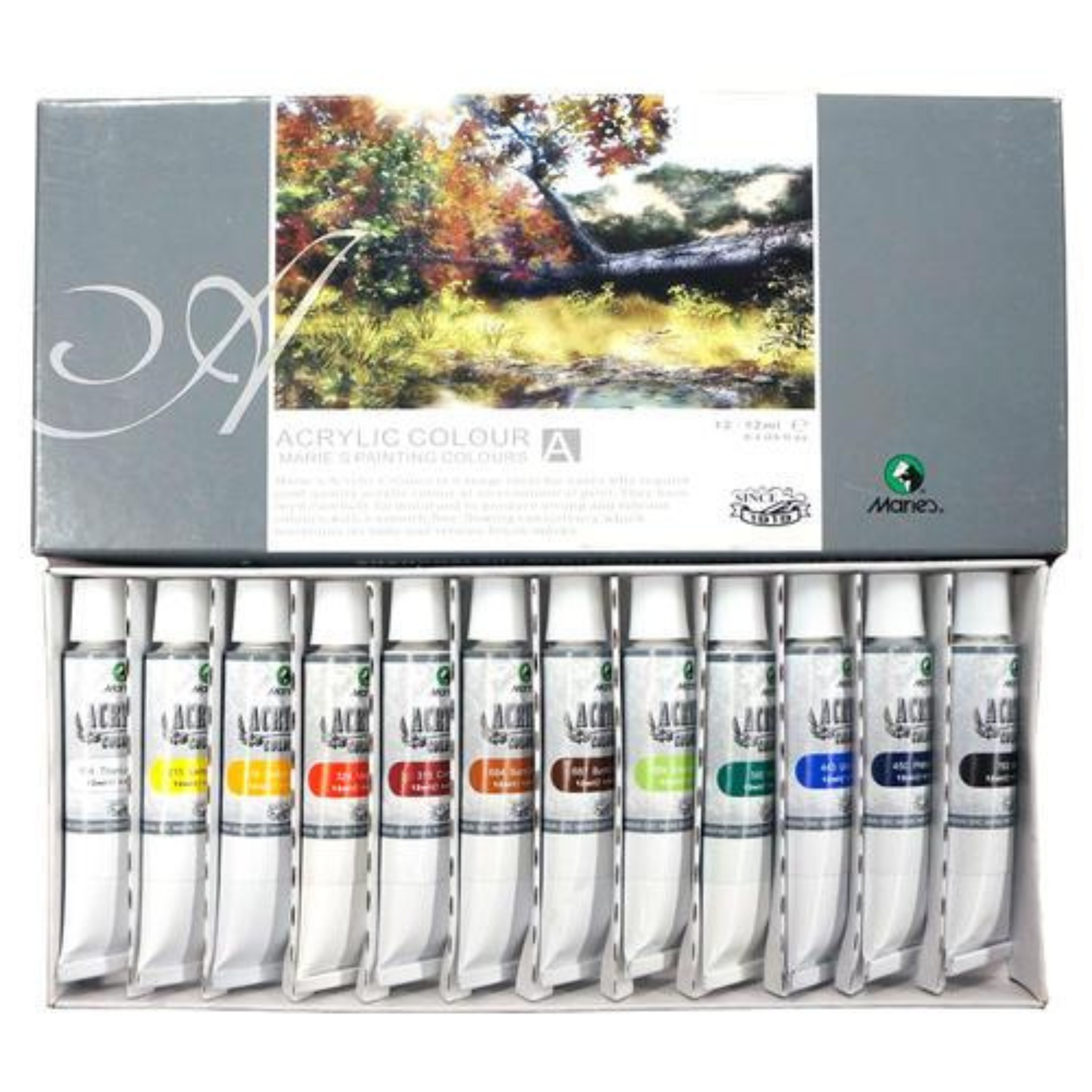 Marie's Acrylic Paint Set Of 12 Color Tubes (12ml)