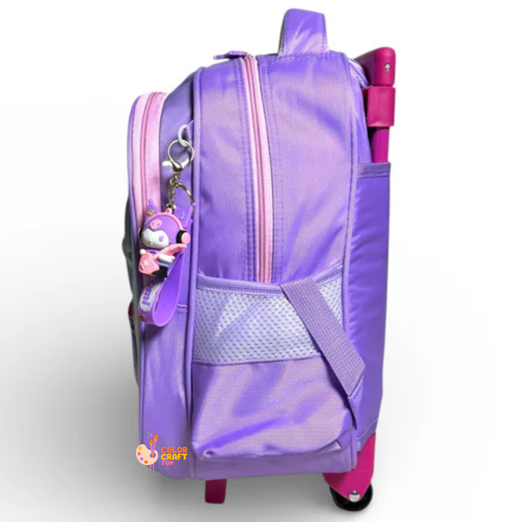 14 Inch 3D Kuromi Trolley Bag For Grade kg Till 1 Girls ( With Keychain )