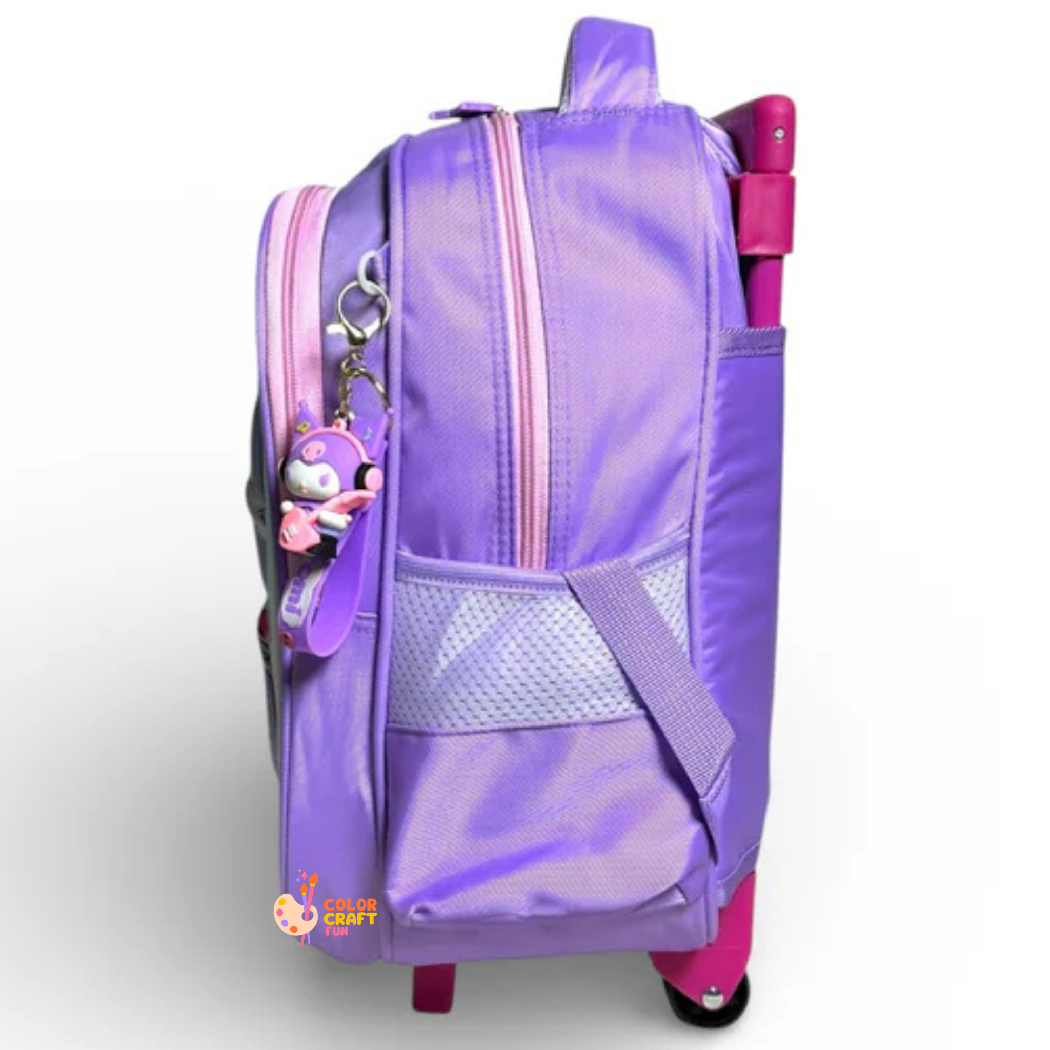 14 Inch 3D Kuromi Trolley Bag For Grade kg Till 1 Girls ( With Keychain )