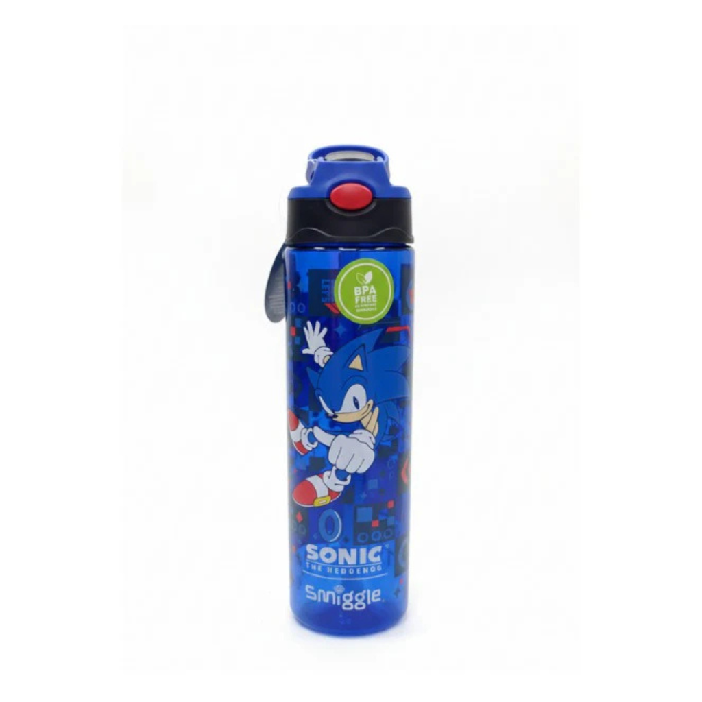 Smiggle Orignal Sonic Plastic Water Bottle 680 ml With Side Hanging Strap