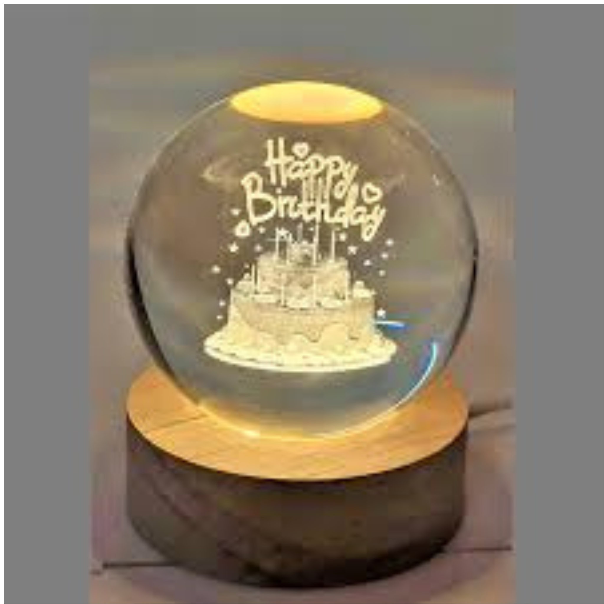 Large Size happy birthday 3D Galaxy Crystal Ball Night Lamp decoration and gifting 70mm