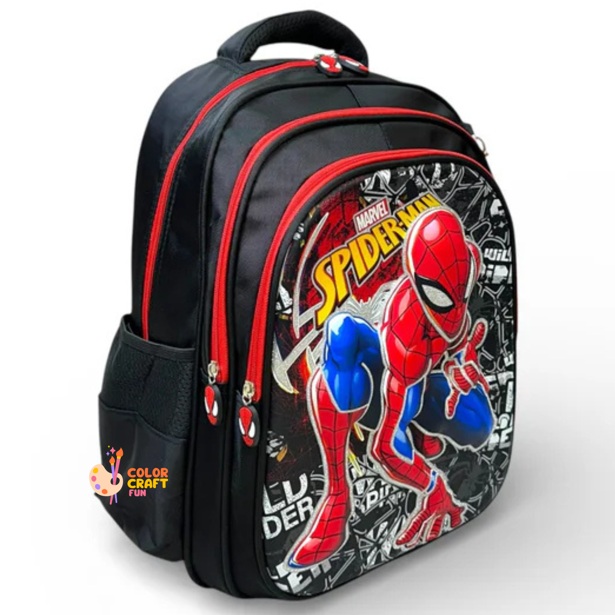 16 Inch 3D Spiderman School Bag For Grade 1 Till 3 Boys ( With Keychain )