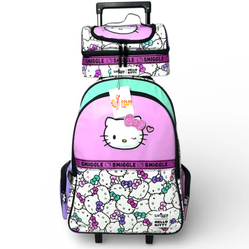 Original Hello Kitty 2 piece Trolley Bag bundle For Grade 1 Till 5 Girls