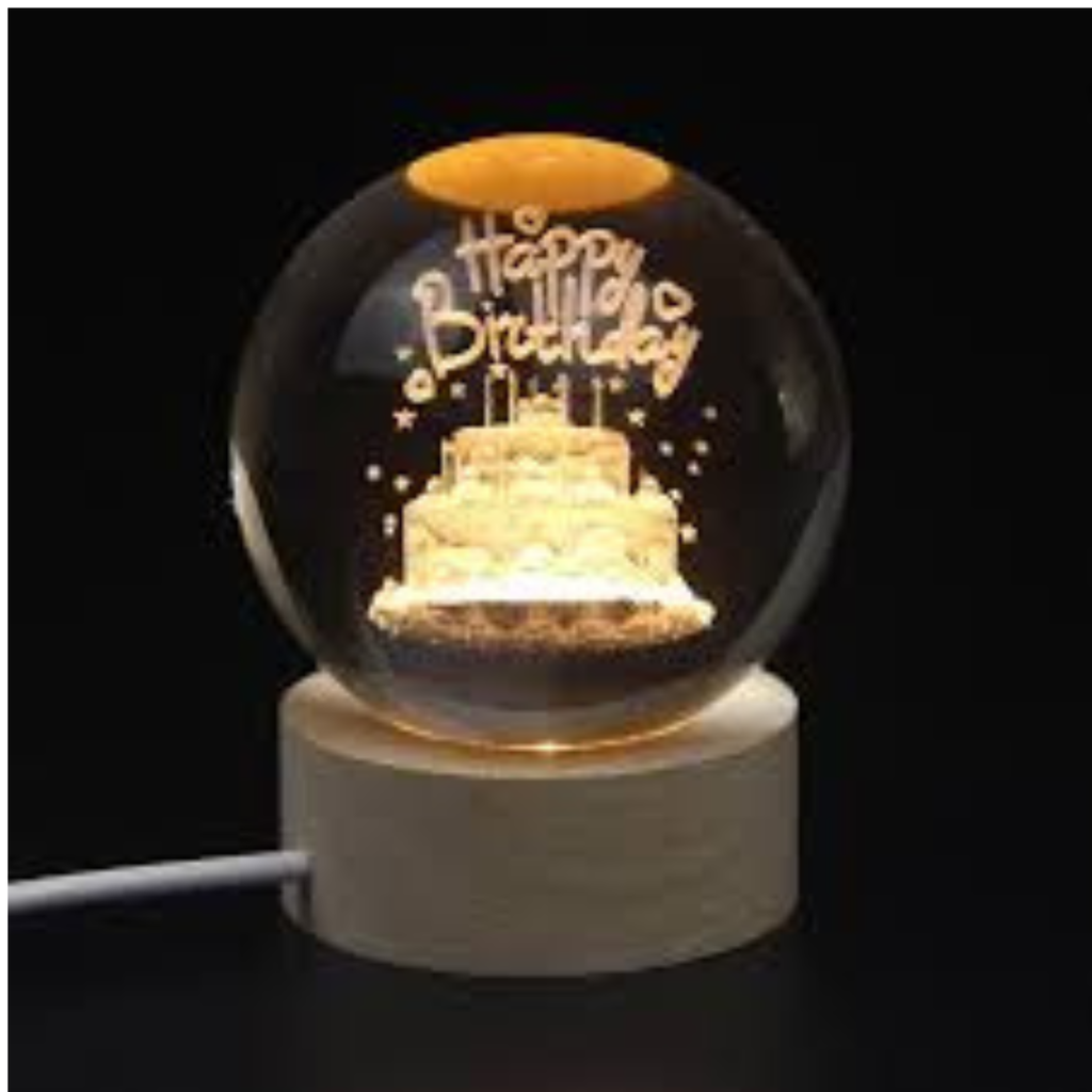 Large Size happy birthday 3D Galaxy Crystal Ball Night Lamp decoration and gifting 70mm
