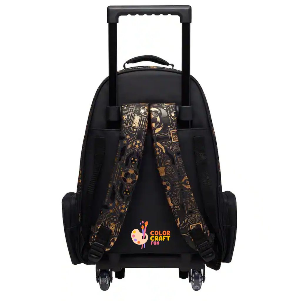Orignal Smiggle Black Livewire Trolley Backpack With Light Up Wheels size 19inch