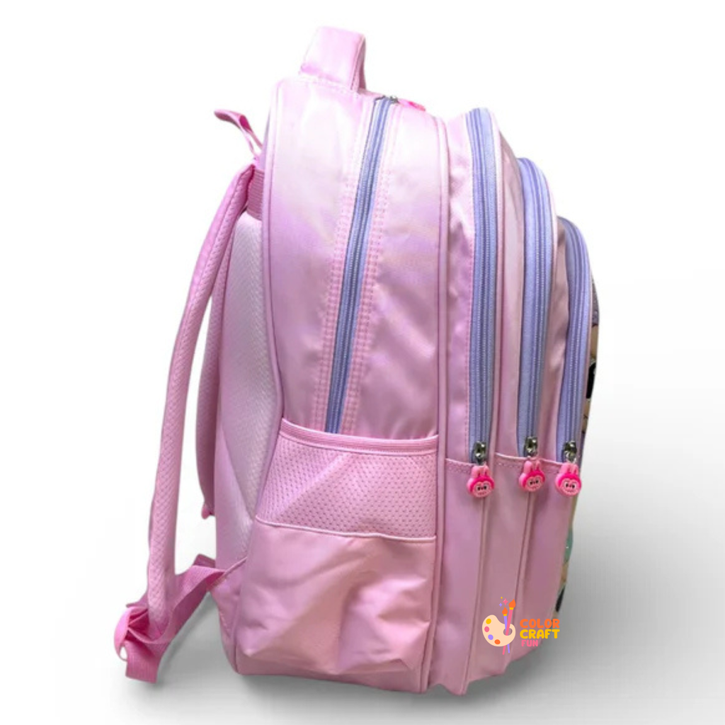 18 Inch 3D Labubu School Bag For Grade 4 Till 8 Girls ( With Keychain )