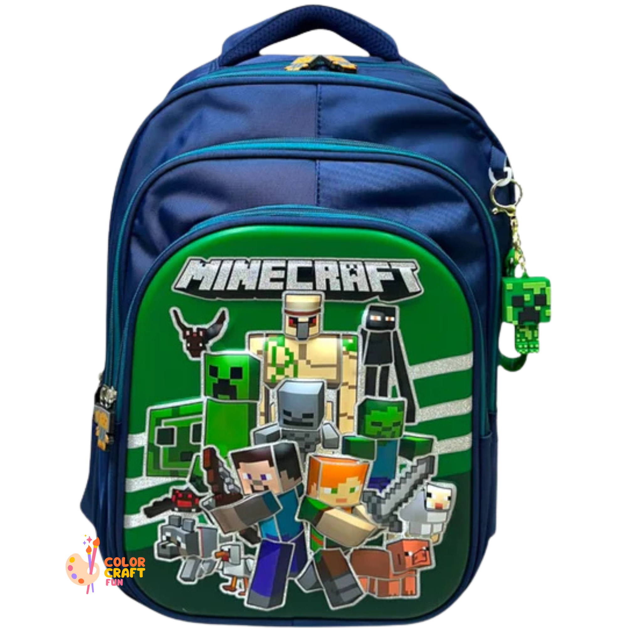 18 Inch 3D Minecraft School Bag For Grade 4 Till 8 Boys ( With Keychain )