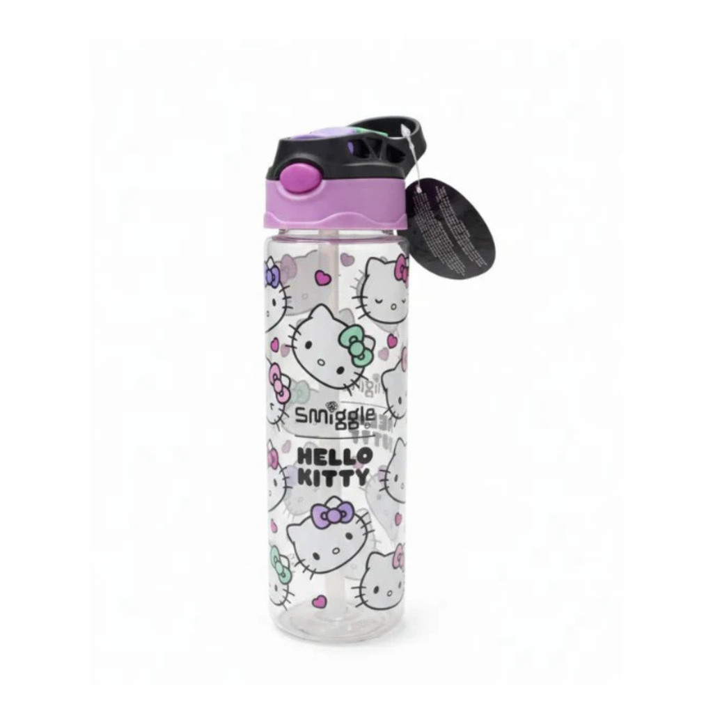 Smiggle Orignal Hello Kitty Plastic Water Bottle 680 ml With Side Hanging Strap