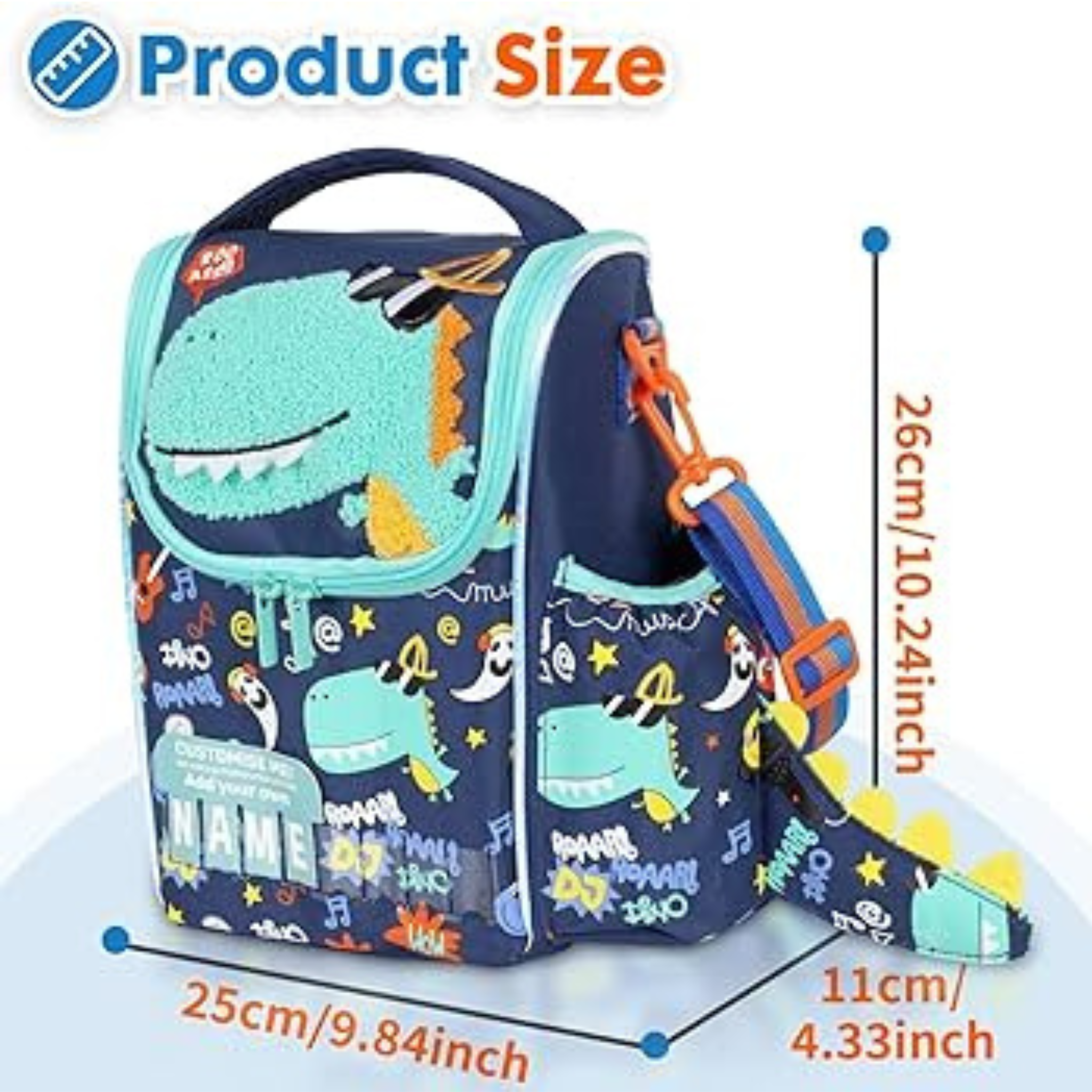 Vest-Style Sling Lunch Bag, Dino which is thermal insulated