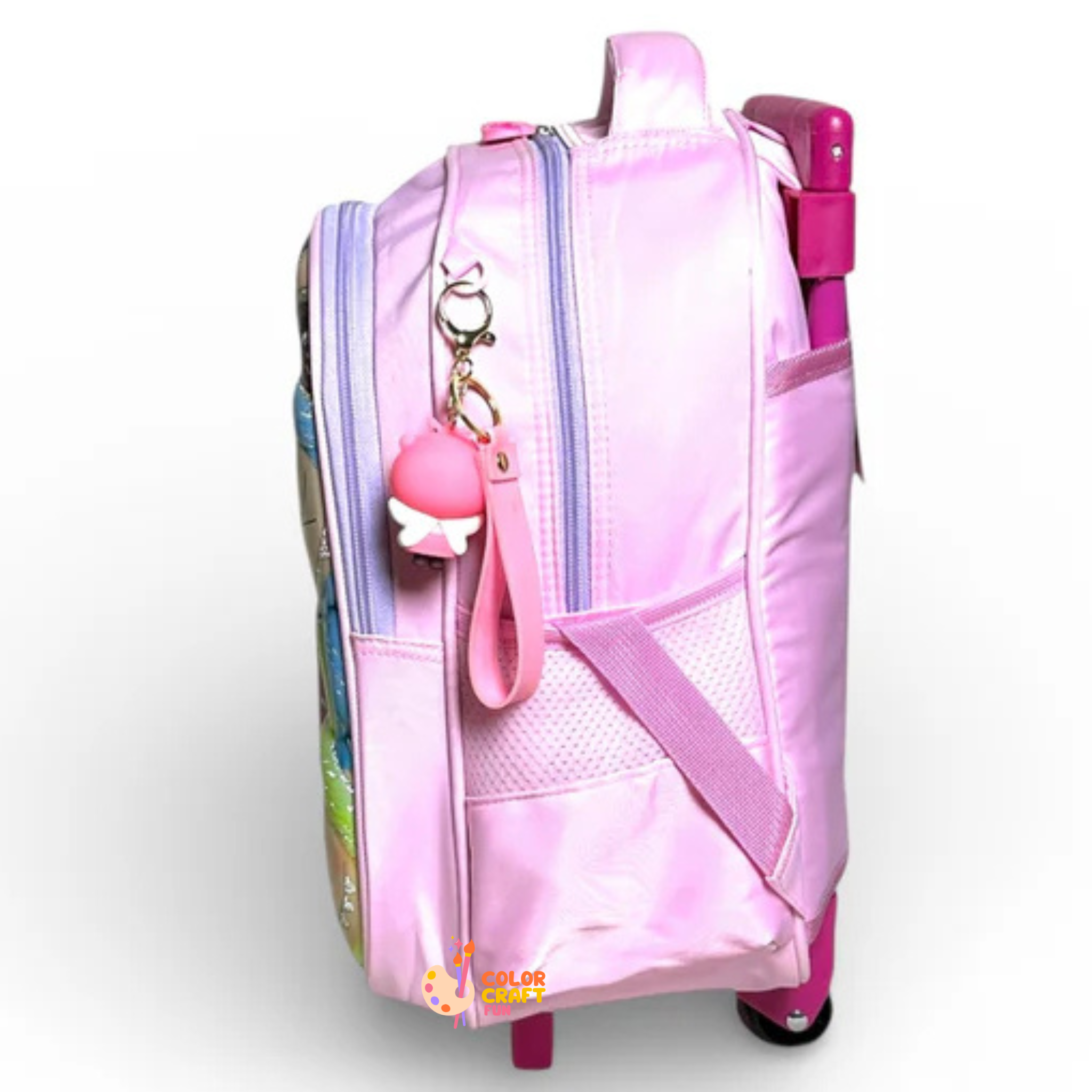 14 Inch 3D Labubu Trolley Bag For Grade kg Till 1 Girls ( With Keychain )