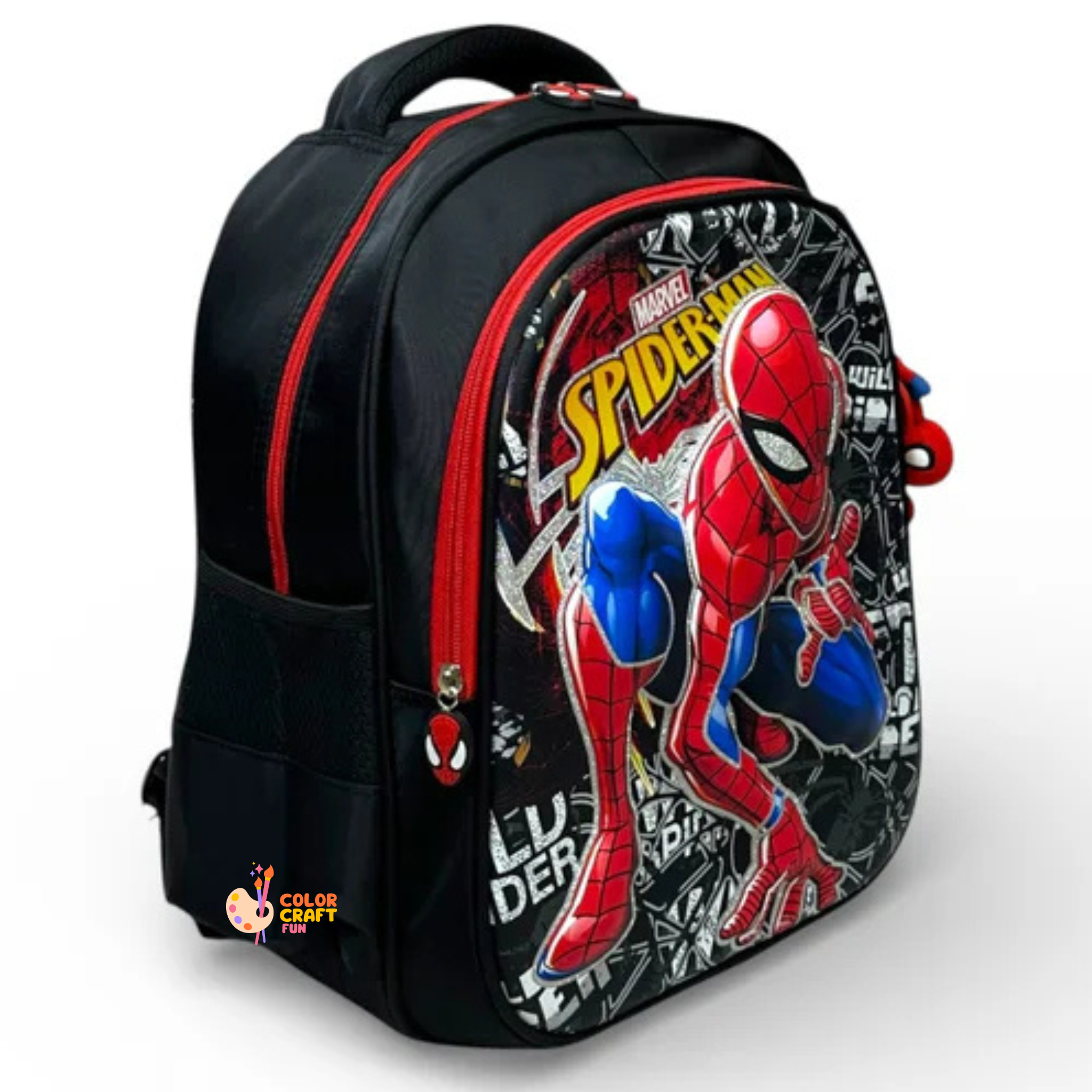 14 Inch 3D Spiderman School Bag For Nursery Till KG Boys ( With Keychain )