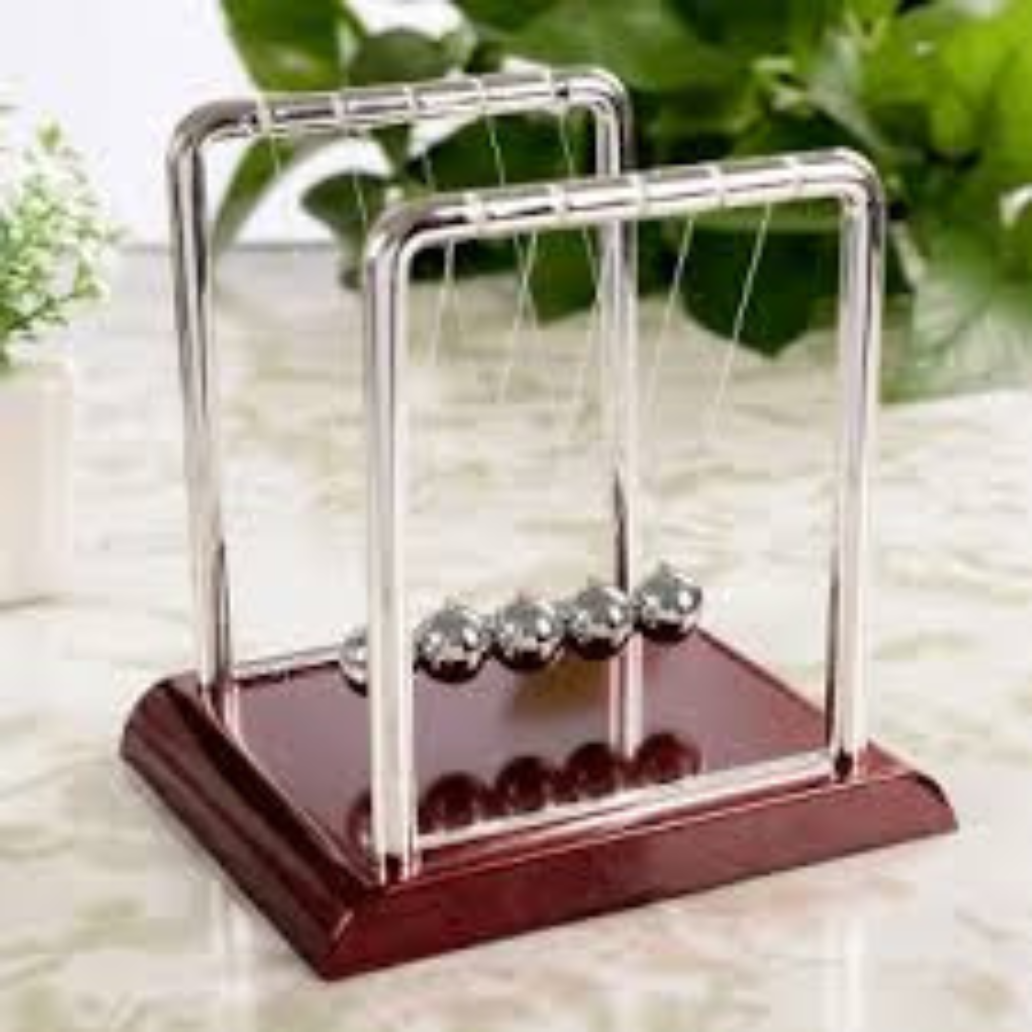 Pendulum Ball - Brown Wooden Base, Balance Ball, Desktop Entertainment