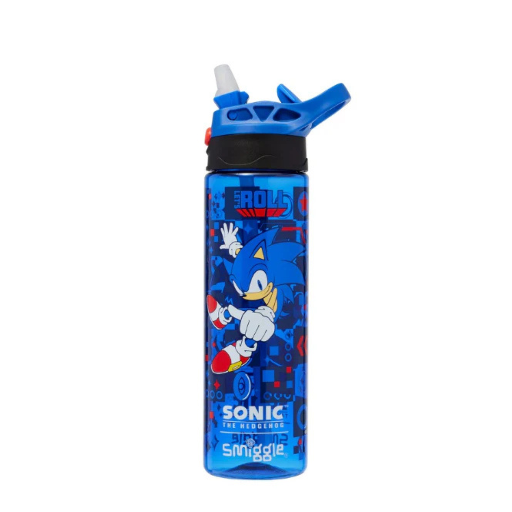 Smiggle Orignal Sonic Plastic Water Bottle 680 ml With Side Hanging Strap
