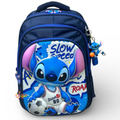 16 Inch 3D Stitch School Bag For Grade 1 Till 3 Kids ( With Keychain )