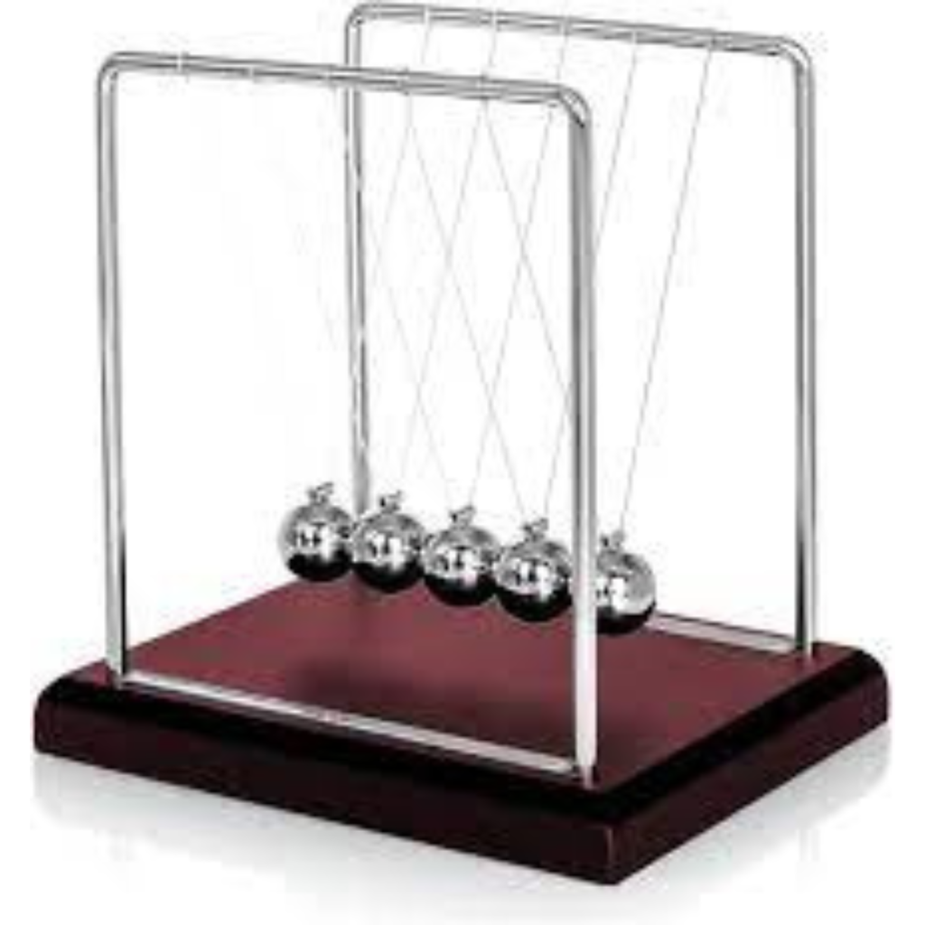 Pendulum Ball - Brown Wooden Base, Balance Ball, Desktop Entertainment