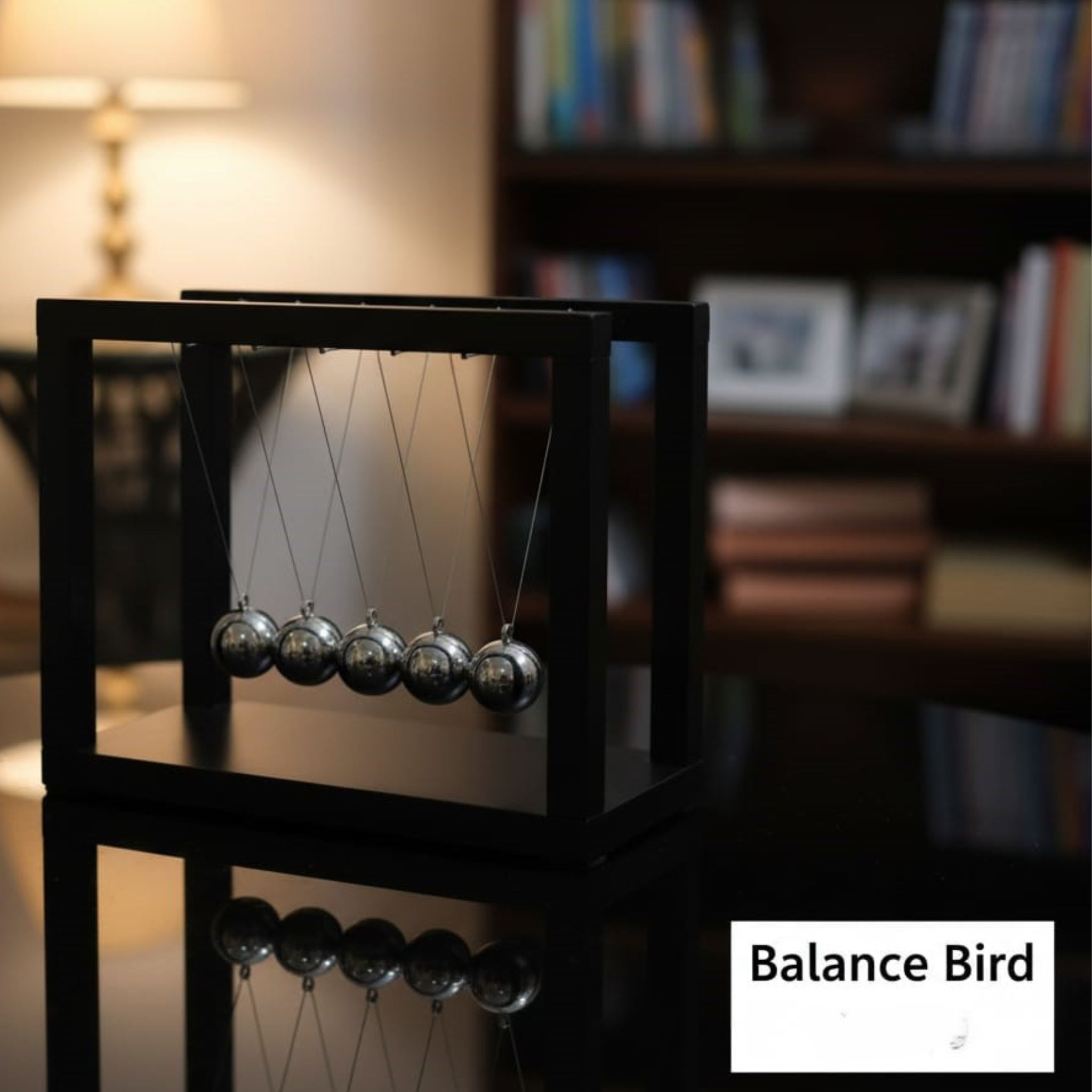 Pendulum Ball - Brown Wooden Base, Balance Ball, Desktop Entertainment