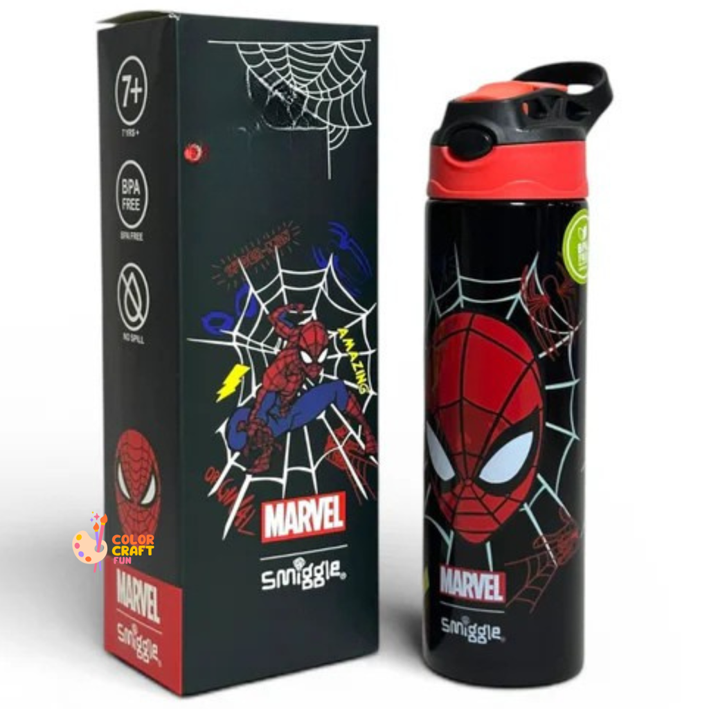 Smiggle Spiderman Stainless Metal (Thermic) Sipper Water Bottle 520ML