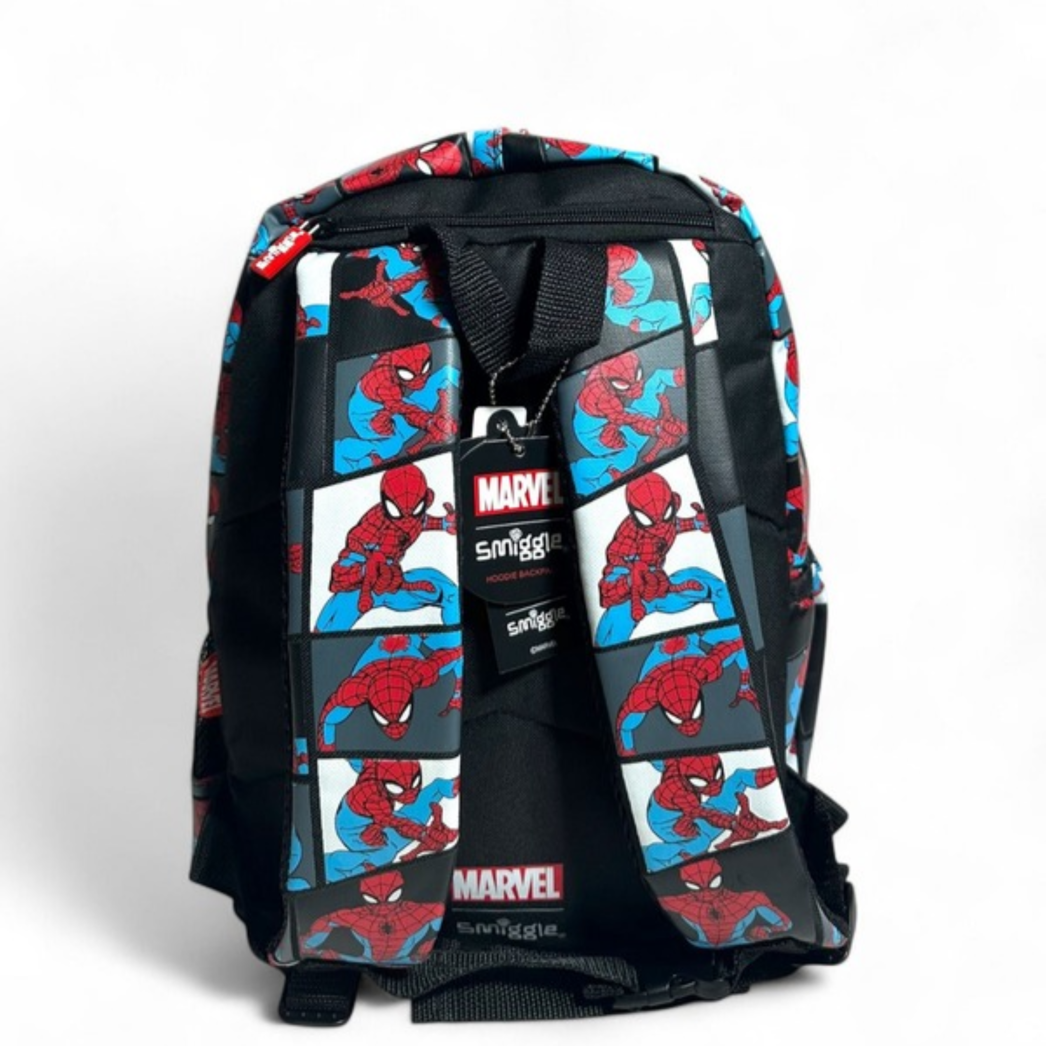 Smiggle Marvel Spider-Man Kids Junior Backpack with Detachable Hood | School & Travel Bag (100%orignal) 14 inch