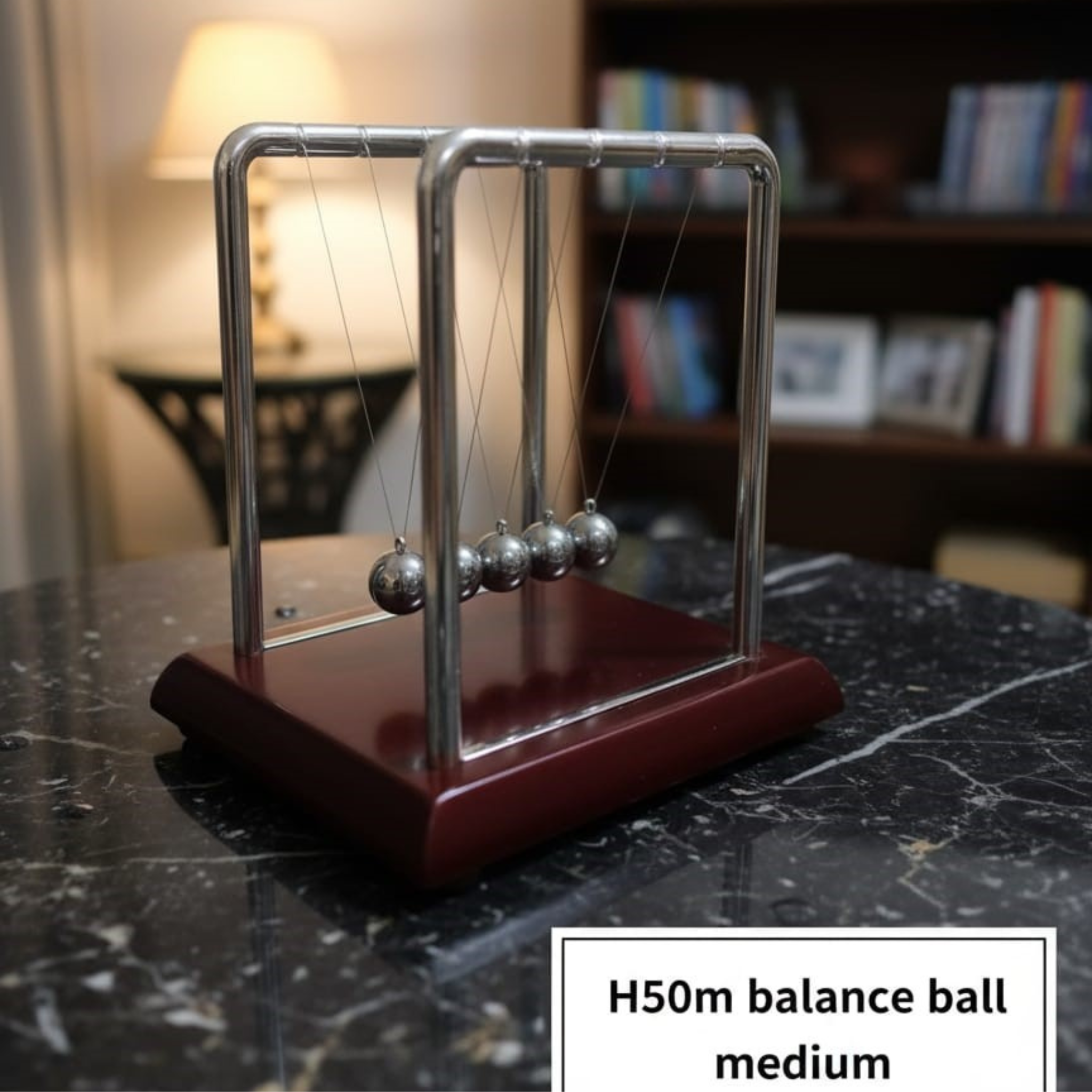 Pendulum Ball - Brown Wooden Base, Balance Ball, Desktop Entertainment
