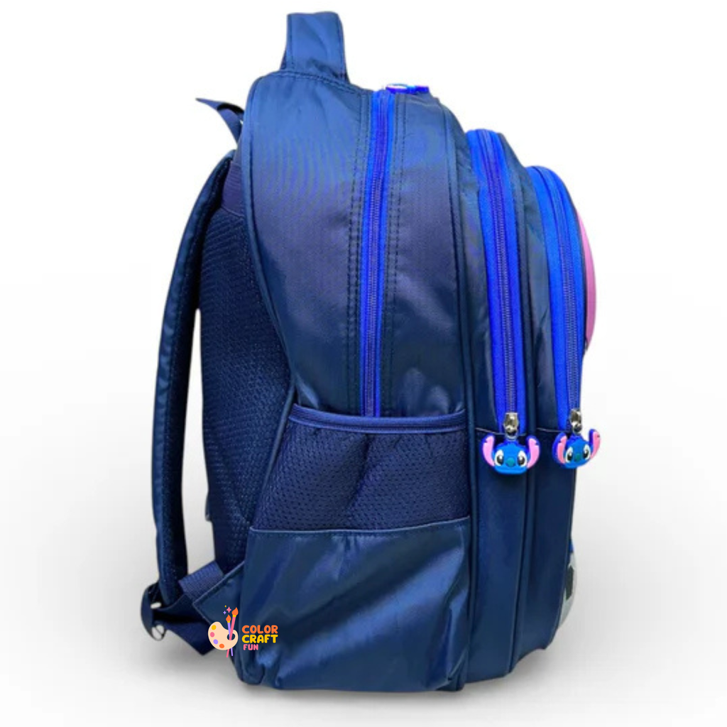 16 Inch 3D Stitch School Bag For Grade 1 Till 3 Kids ( With Keychain )