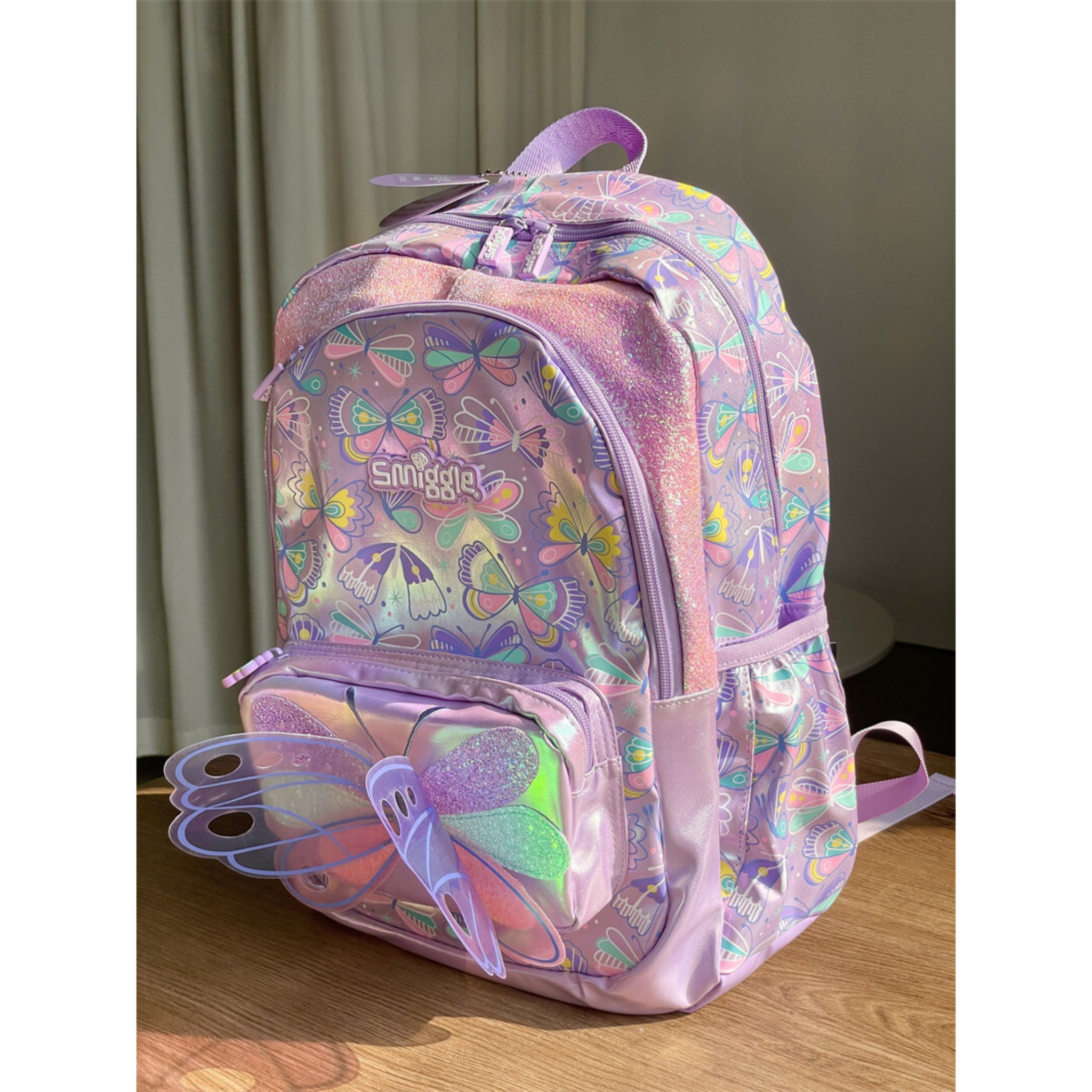 Smiggle Brand Butterfly Themed School Bag | Grade 2 & 3 | Purple (100%orignal)