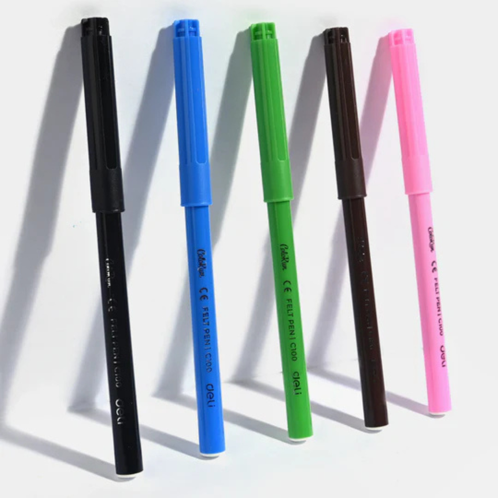 Deli Washable Marker Felt Pen - 12 Colours, Model C100-03.