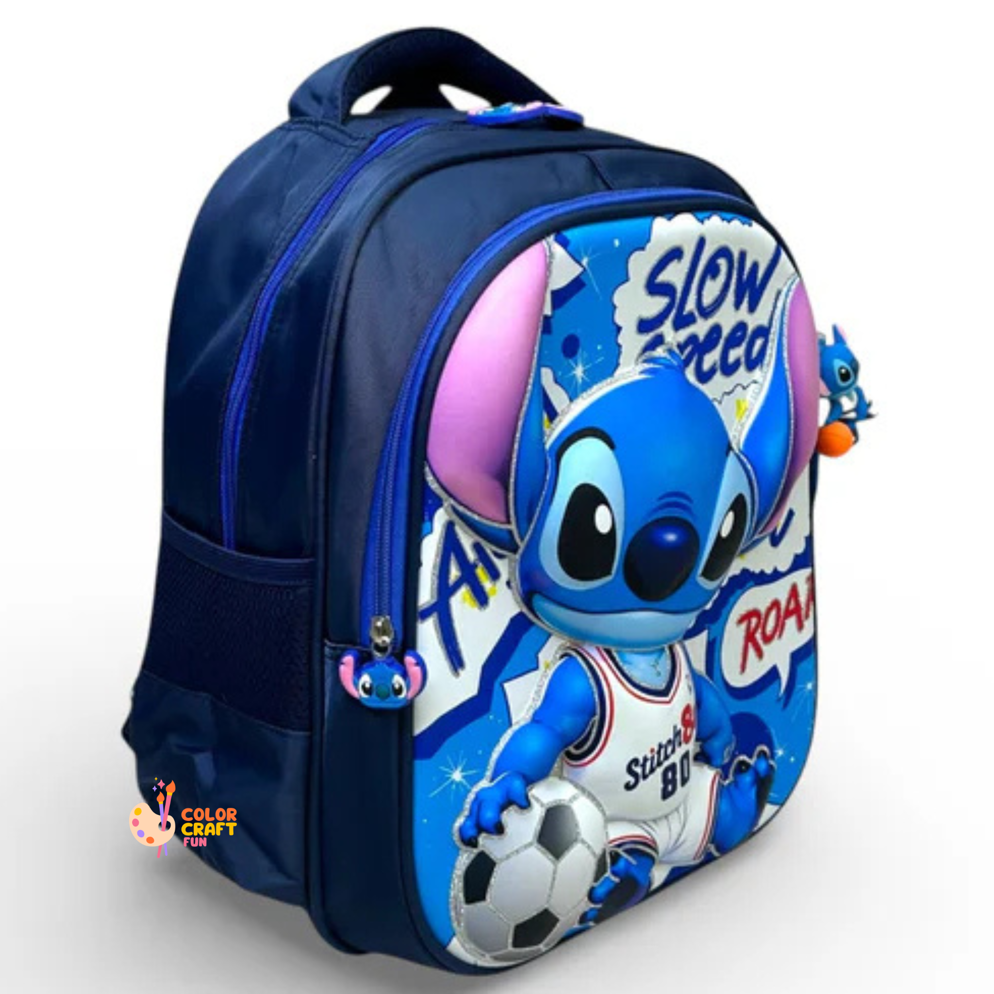 14 Inch 3D Stitch School Bag For Nursery Till KG Kids ( With Keychain )