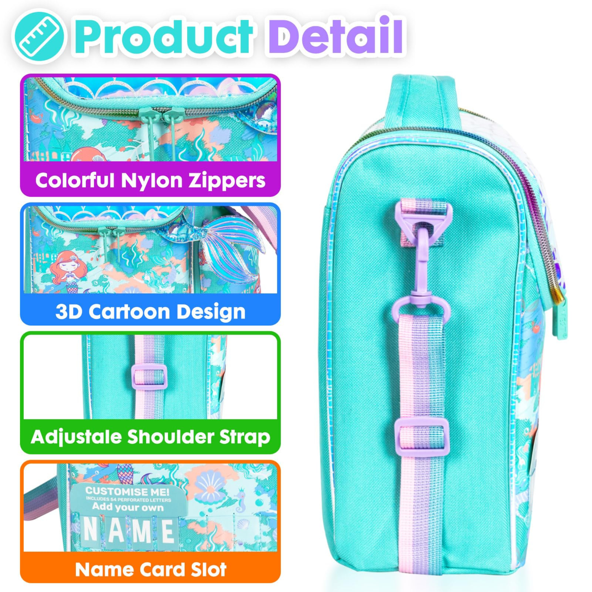 Vest-Style Sling Lunch Bag, Mermaid which is thermal insulated