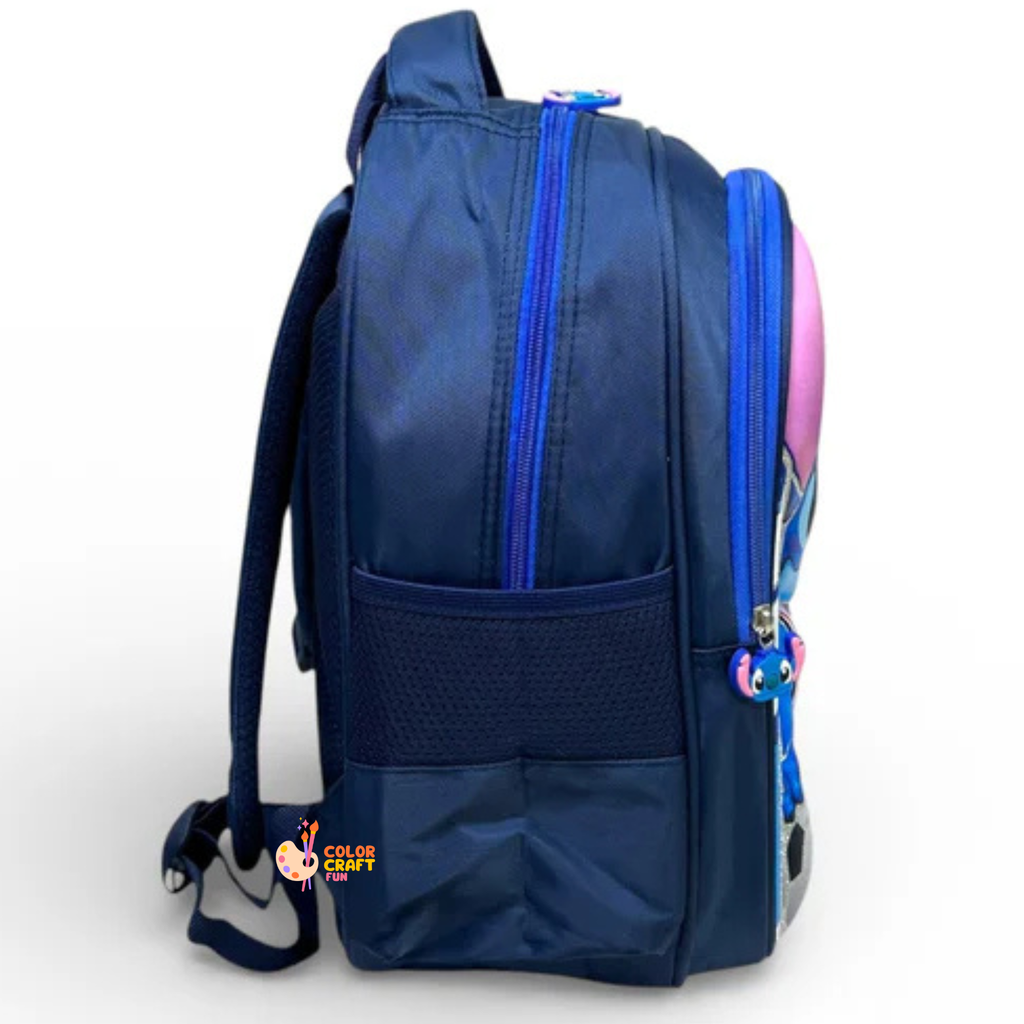 14 Inch 3D Stitch School Bag For Nursery Till KG Kids ( With Keychain )
