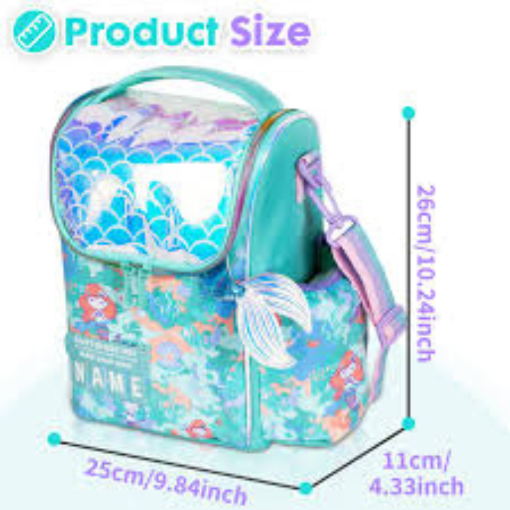 Vest-Style Sling Lunch Bag, Mermaid which is thermal insulated